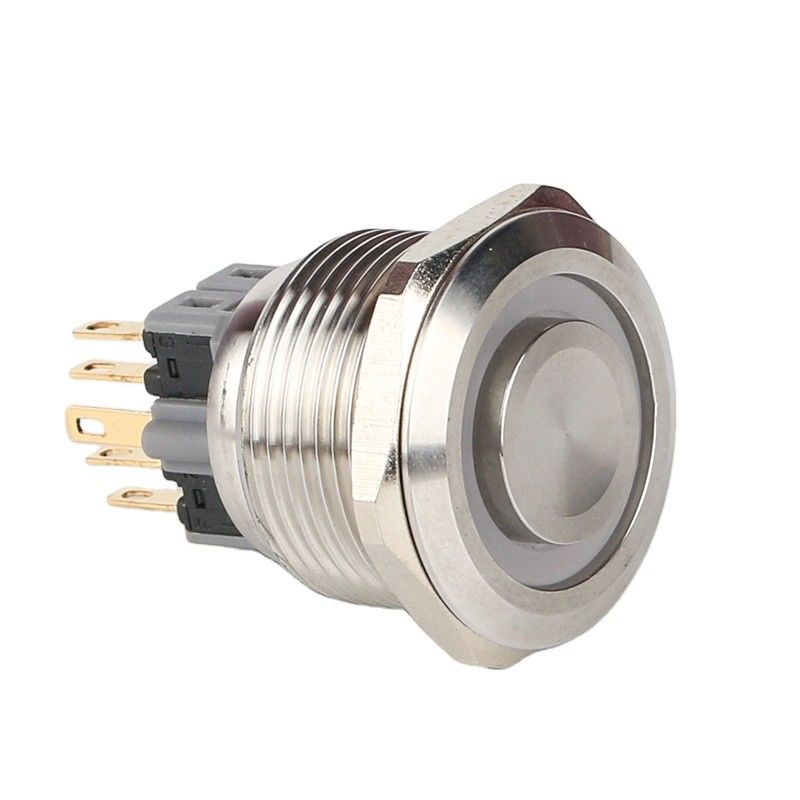 28 mm Iluminado con botón de pulsador de metal redondo de 500 V tipo de anillo LED