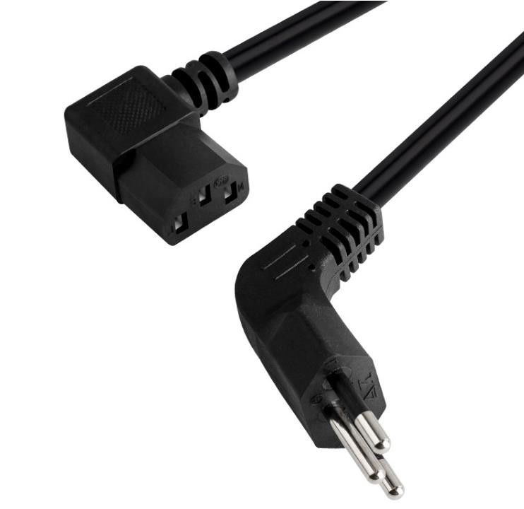 Cables de alimentación de CA de C13 Brasil Cable de ángulo recto del enchufe de 90 grados