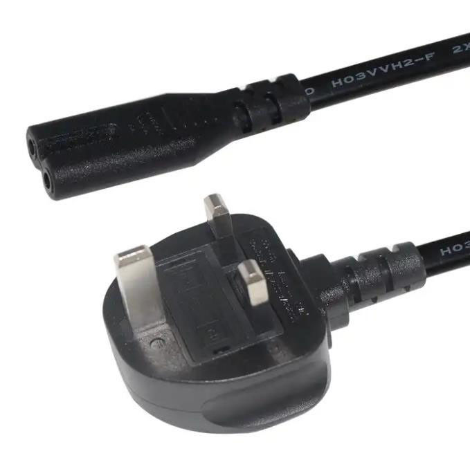 Cables de alimentación de CA IEC Reino Unido, 1,5 M, 3 clavijas, cable de conexión de red de 5 pies