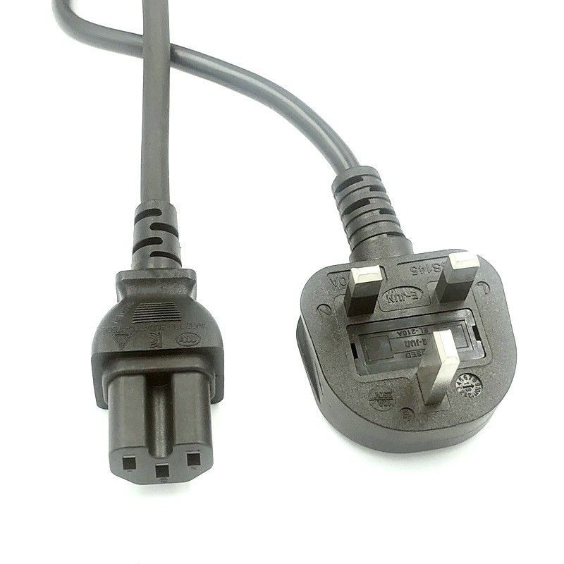 Cables de alimentación de CA IEC Reino Unido, 1,5 M, 3 clavijas, cable de conexión de red de 5 pies