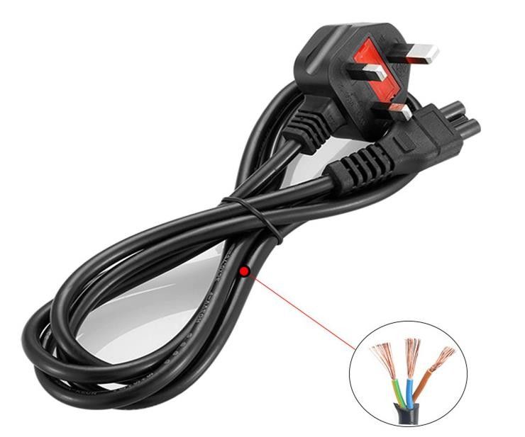 Cables de alimentación de CA IEC Reino Unido, 1,5 M, 3 clavijas, cable de conexión de red de 5 pies