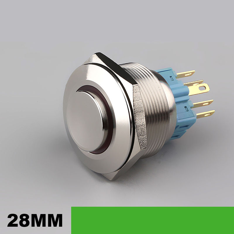 28 mm Iluminado con botón de pulsador de metal redondo de 500 V tipo de anillo LED