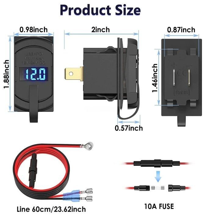 12v 24v USB Cargador Rocker Interruptor de carga rápida enchufe impermeable rápida doble Pd Qc3.0 para coches barco