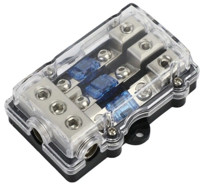 3Way Mini Car ANL Blade Fuse Holder Stereo Audio Distribución de energía Bloque de 60 Amp Fuse Holder Panel de montaje