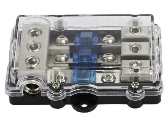 3Way Mini Car ANL Blade Fuse Holder Stereo Audio Distribución de energía Bloque de 60 Amp Fuse Holder Panel de montaje