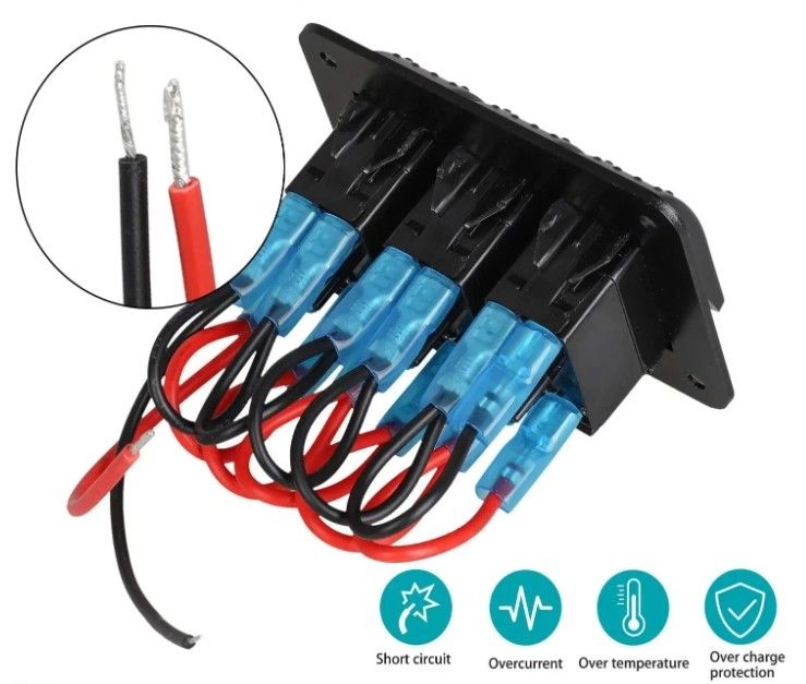 DC 12V 24V LED azul retroiluminado 3 Gang Aluminio 5 pin ON OFF Panel de interruptor de rocker