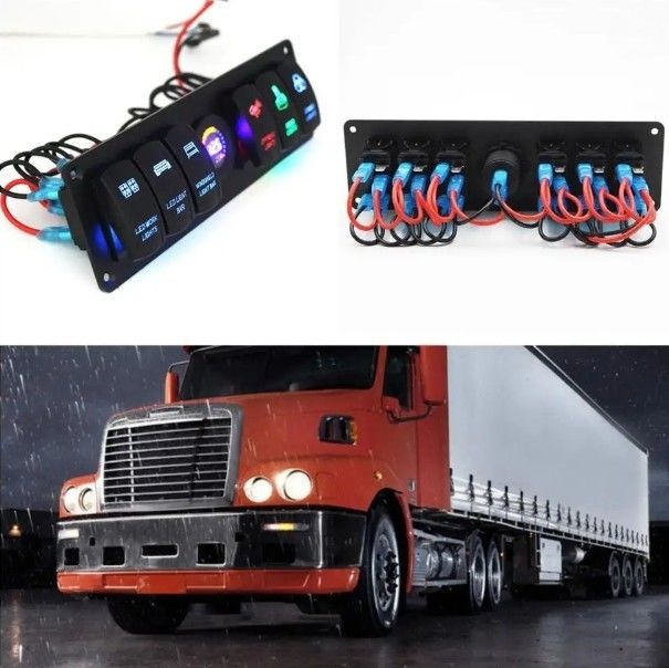 Color Voltmeter 6 Gang DC12V 24V Led On Off 5 PIN Rocker Panel de cambio para caravana de automóviles marina