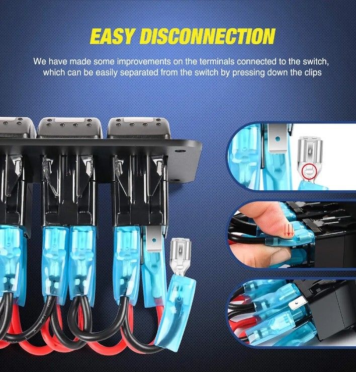 DC12V 24V 3 Gang Red LED Light Rocker Switch Panel Box con doble cargador USB 4.8A Voltmétrico para automóviles Marines Camiones Barcos