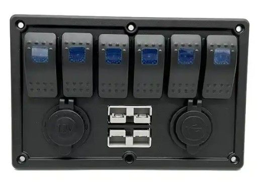 Panel de interruptores Gang Rocker de 12V 8 Way con W / 50A doble enchufe de Anderson