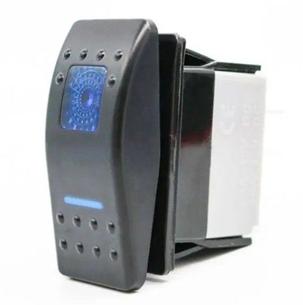 12V 24V iluminado azul LED luz símbolo láser a prueba de agua en / fuera del bot Rocker Switch para coche barco RV marina
