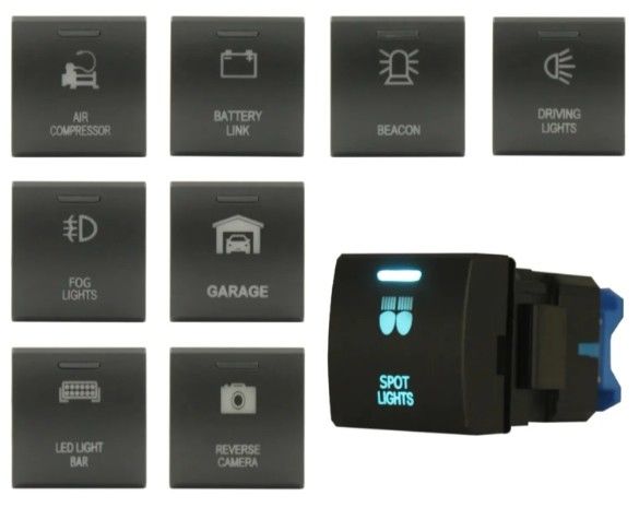 Logotipo personalizado DC 12V 3A CAMARA INVERSA LED Conmutador de botón para Toyota Square Landcruiser Prado