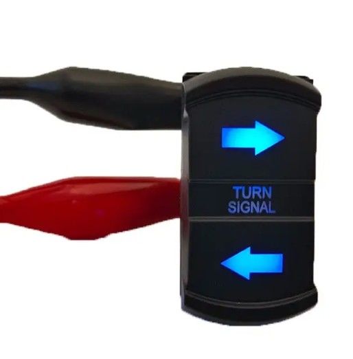 Nuevo estilo Icono de bricolaje personalizado DC 12V 7Pin ON-OFF LED Luz azul de giro de señal Rocker Interruptor para automóviles 4X4 camiones de barco