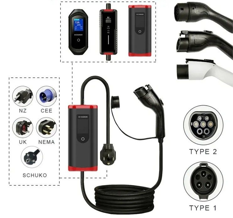 IP65 16A-40A personalizado ajustable SAE J1772 Tipo 1 Cargador de automóviles EV portátil Estación de carga portátil