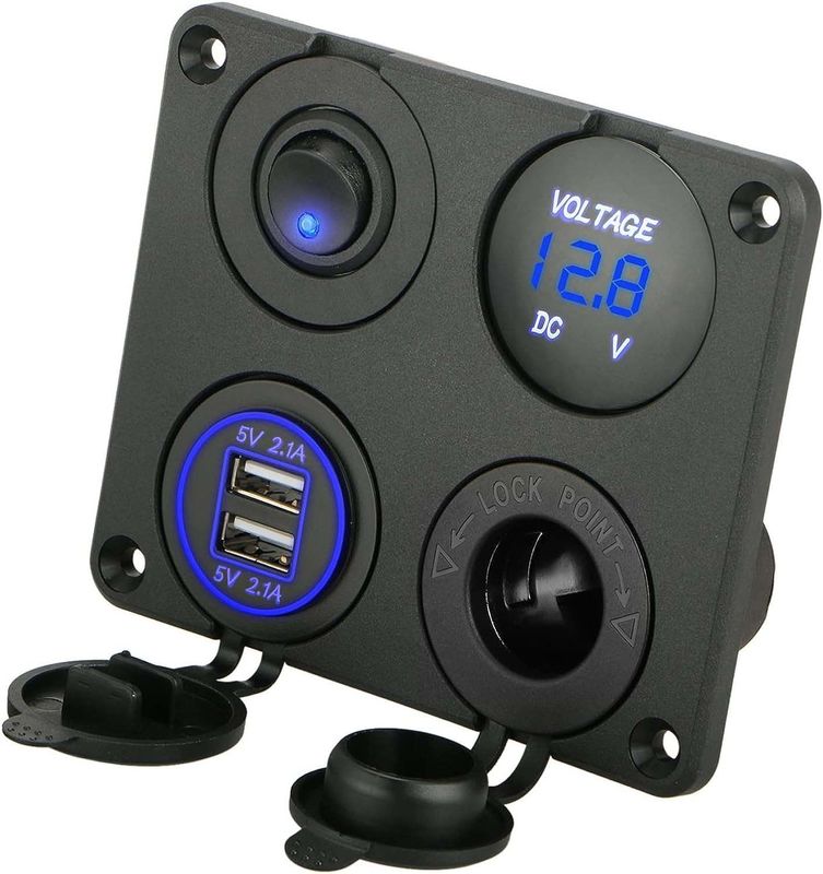 Panel de interruptor automotriz personalizado Enchufe de encendedor de cigarrillos y LED encendida