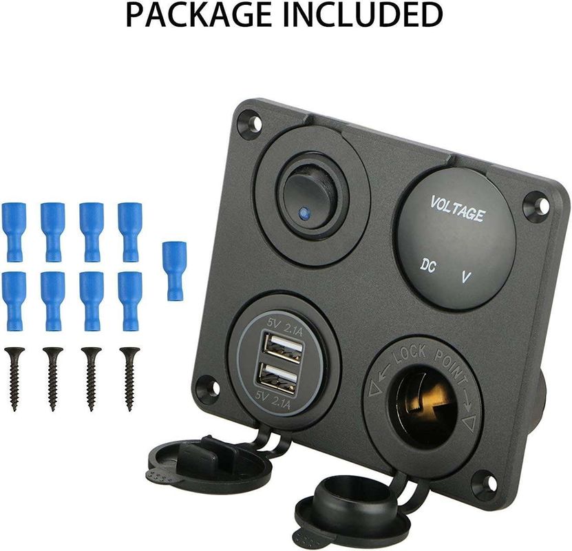 Panel de interruptor automotriz personalizado Enchufe de encendedor de cigarrillos y LED encendida