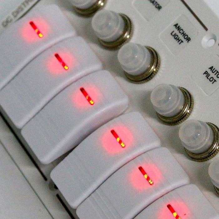 12-24V 6 Panel de interruptores de botes de pandilla LED azul Rocker encendido y apagado Disjuntor opcional