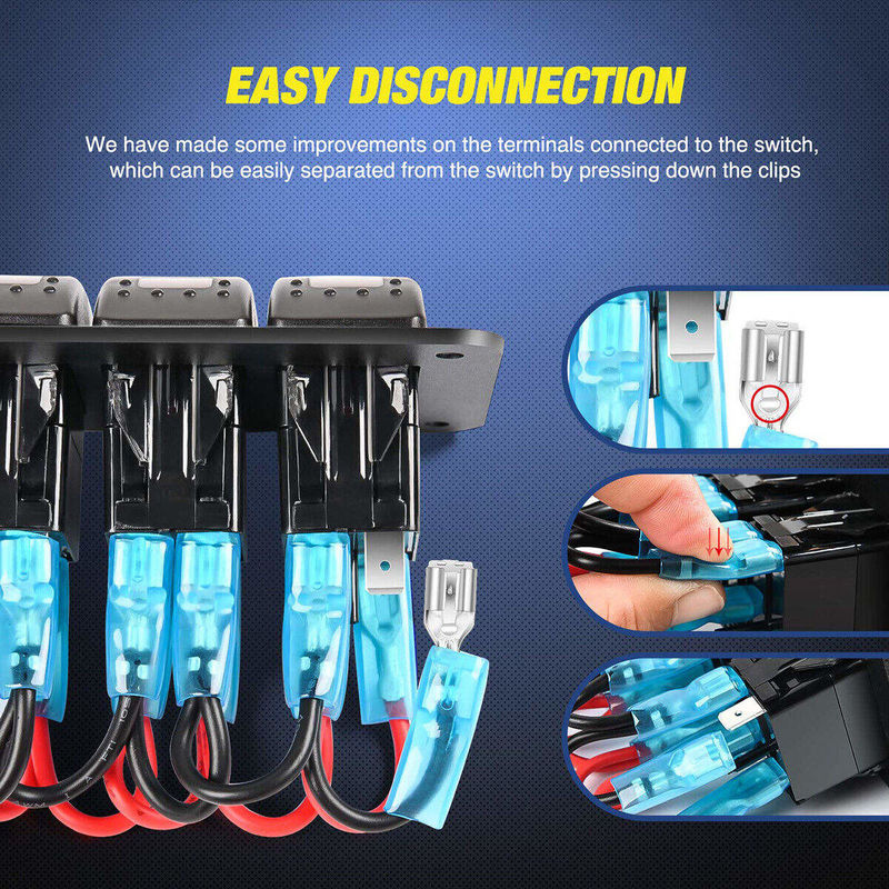 DC12V 24V 3 Gang Red LED Light Rocker Switch Panel Box con cargador USB doble de 4.8A