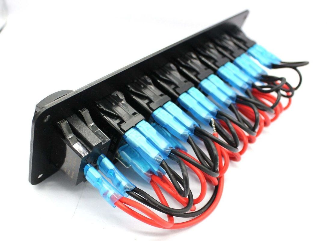 Panel de interruptores de 12V 7 Gang Rocker DC con LED de carga USB doble de 4,8 amperios