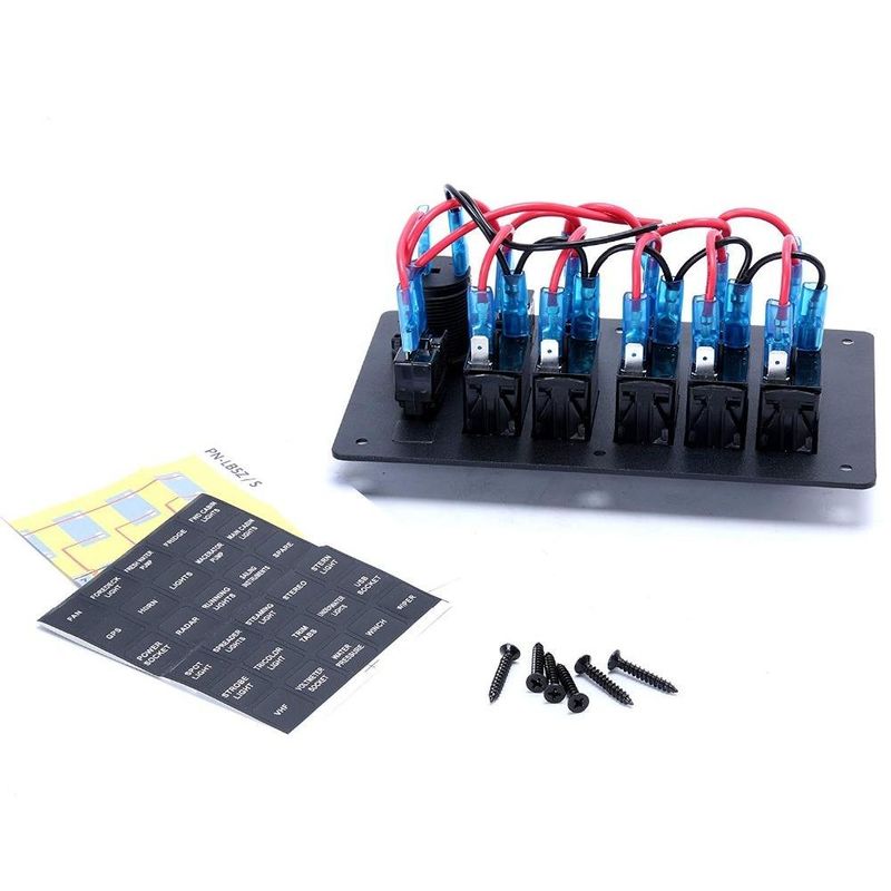 Panel de interruptor de banda de 12V 6 con LED de luz roja para barco de automóviles