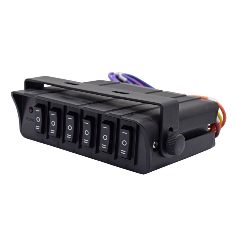 6 Gang Rocker Switch Box SPST Panel de conmutadores de rocker encendido / apagado 30Amp Max 12 cables AWG