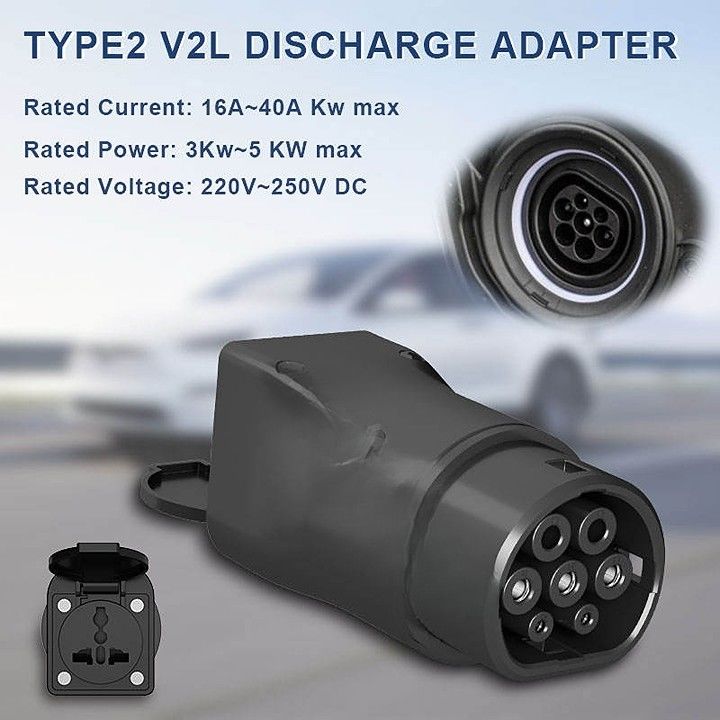 Conector V2l Ev Descarga Descarga V2l Vehículo para cargar Tipo 2 Adaptador V2L