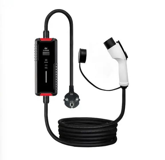 Cargador eléctrico de alta calidad tipo 2 8-32a cargador portátil con pantalla ajustable