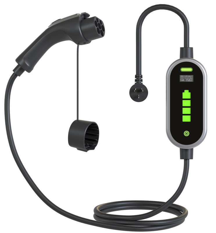 Cargadores de vehículos eléctricos portátiles de 7 kW con chaleco Tpe IEC 62196 Tipo 2 2.4 Cuota LCD CE TUV ROHS