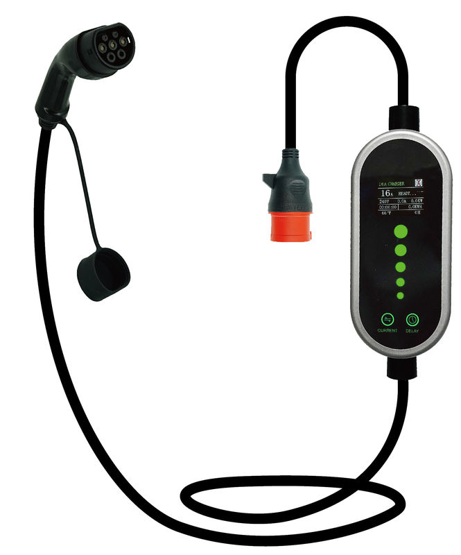Cargadores de vehículos eléctricos portátiles de 7 kW con chaleco Tpe IEC 62196 Tipo 2 2.4 Cuota LCD CE TUV ROHS